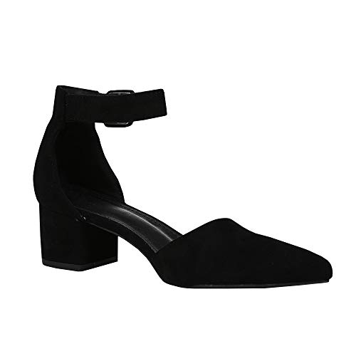 LAICIGO Women’s Pointed Toe Pumps Ankle Strap Buckle Chunky Block Heel Dress D’Orsay Sandals - Image 5