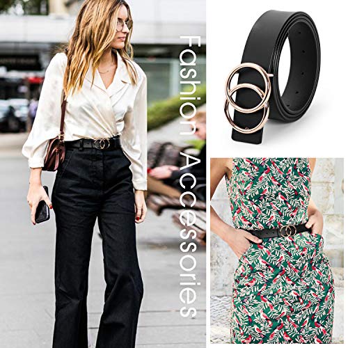 XZQTIVE Women’s Leather Ring Belt for Jean, Mothers Day Gifts Double Circle Buckle Belts - Image 6