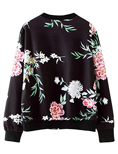 Women's Lightweight Floral Bomber Jacket with Pockets S - Image 5
