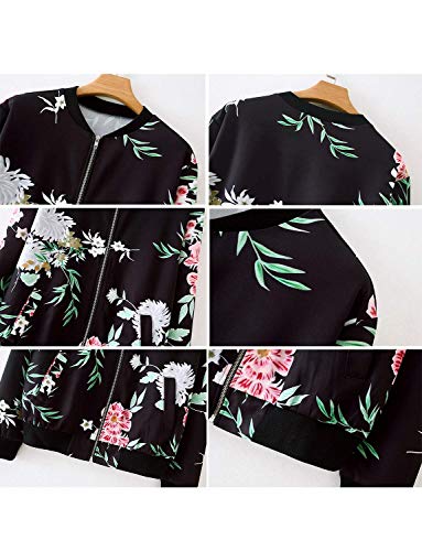 Women's Lightweight Floral Bomber Jacket with Pockets S - Image 6