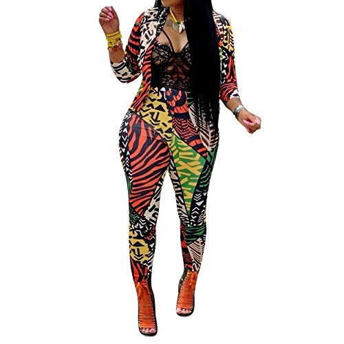 Women's Long Sleeve Digital Print 2 Pieces Blazer and Pants Suit Set - Image 4