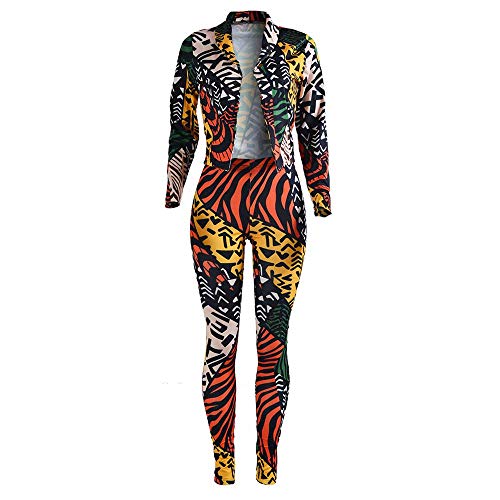 Women's Long Sleeve Digital Print 2 Pieces Blazer and Pants Suit Set - Image 7