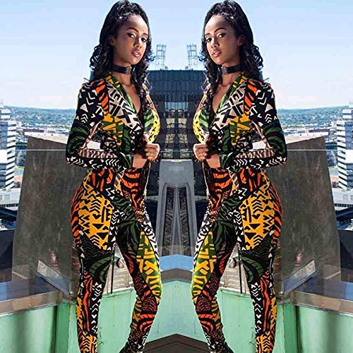 Women's Long Sleeve Digital Print 2 Pieces Blazer and Pants Suit Set - Image 8