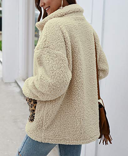 Women's Long Sleeve Lapel Zip Up Faux Shearling Shaggy Coat Jacket - Image 3