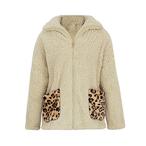 Women's Long Sleeve Lapel Zip Up Faux Shearling Shaggy Coat Jacket - Image 5