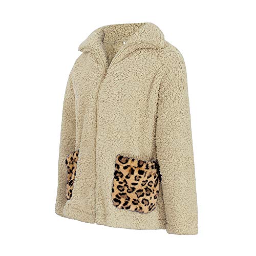 Women's Long Sleeve Lapel Zip Up Faux Shearling Shaggy Coat Jacket - Image 6