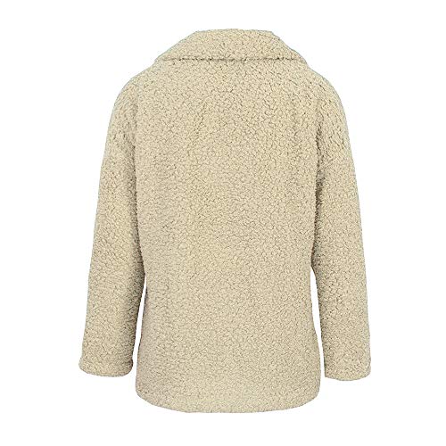 Women's Long Sleeve Lapel Zip Up Faux Shearling Shaggy Coat Jacket - Image 7