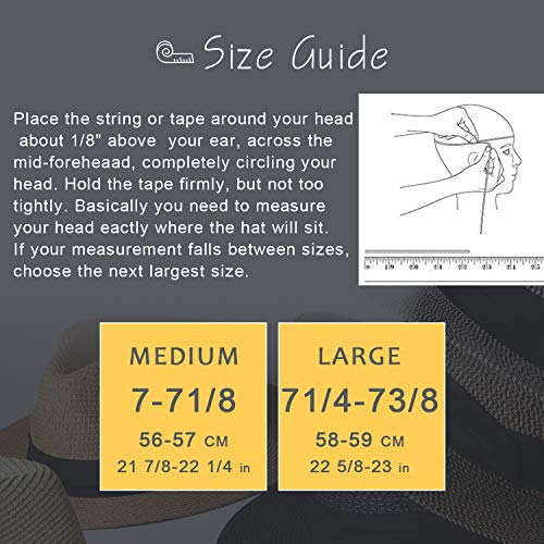 Womens Mens Wide Brim Straw Panama Hat Fedora Summer Beach Sun Hat UPF Straw Hat for Women - Image 7