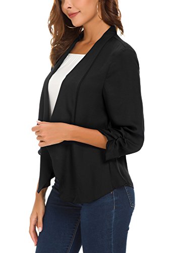 Women's Ruched Sleeve Lightweight Thin Chiffon Blazer - Image 5