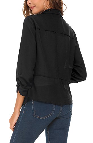 Women's Ruched Sleeve Lightweight Thin Chiffon Blazer - Image 6