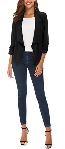 Women's Ruched Sleeve Lightweight Thin Chiffon Blazer - Image 8