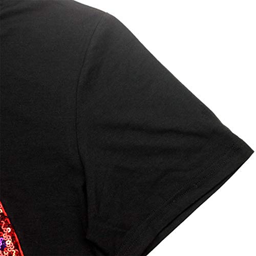 Women's Sequined Sparkely Glittery Lip Print T Shirt Cute Embroidery Teen Girls Tops - Image 6