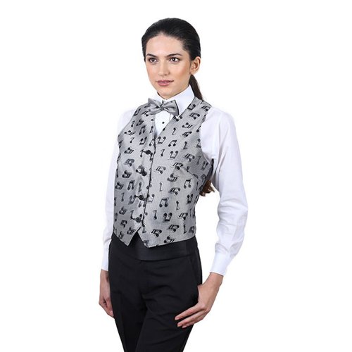 Women's Silver Music Notes Pattern Vest - Image 3