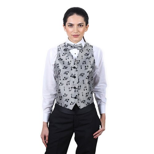 Women's Silver Music Notes Pattern Vest