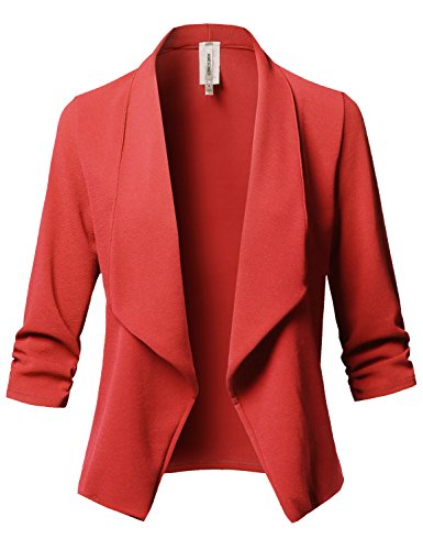 Women's Stretch 3/4 Gathered Sleeve Open Blazer Jacket - Image 3
