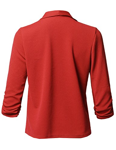 Women's Stretch 3/4 Gathered Sleeve Open Blazer Jacket - Image 4