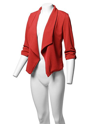 Women's Stretch 3/4 Gathered Sleeve Open Blazer Jacket - Image 6