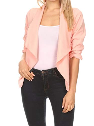 Women's Stretch 3/4 Gathered Sleeve Open Blazer Jacket - Image 7