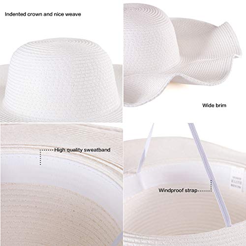 Women's Wide Brim Sun Hat - Sun Protection Floppy Straw Hat Summer Beach Hat - Image 6