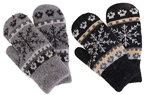 Verabella Womens Mittens Cold WeatherFair Isle Knit Sherpa Lined Winter Mittens