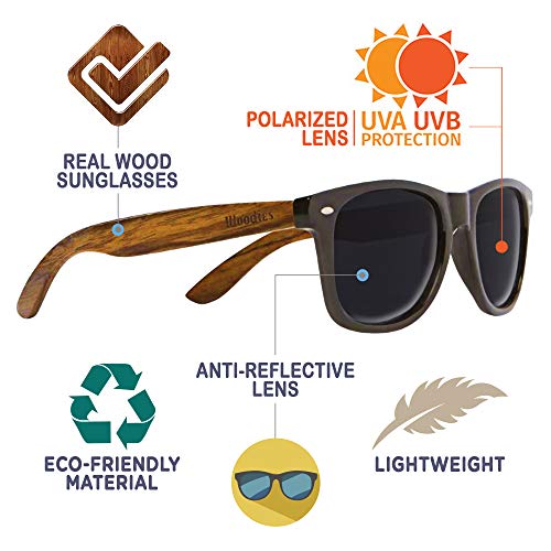 Woodies Walnut Wood Sunglasses with Dark Polarized Lenses for Men and Women | 100% UVA/UVB Ray Protection - Image 6