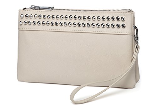 VASCHY Wristlet Clutch Purses, SAC Large Studs Soft Faux Leather Crossbody Evening Clutch Wallet for Women
