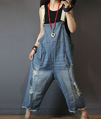 YESNO P60 Women Jeans Cropped Pants Overalls Jumpsuits Hand Painted Poled Distressed Casual Loose Fit - Image 3