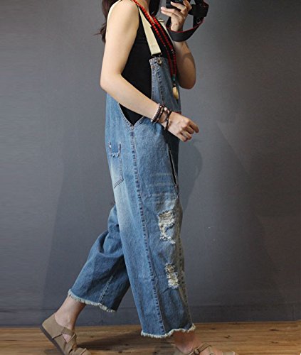 YESNO P60 Women Jeans Cropped Pants Overalls Jumpsuits Hand Painted Poled Distressed Casual Loose Fit - Image 4