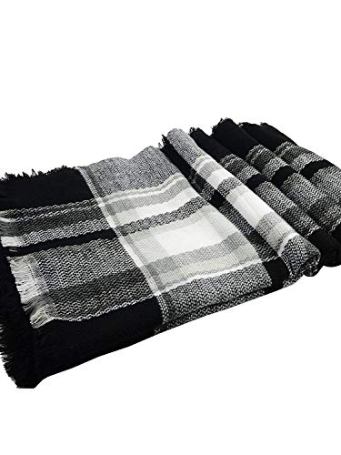 Yanekop Womens Plaid Blanket Scarf Big Square Scarves Warm Tartan Checked Shawl - Image 3