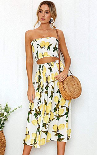 Yeshire Women's Sleeveless Floral Crop Top and Maxi Skirt Sets 2 Piece Outfit Dresses - Image 4