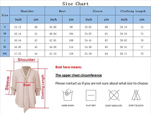 Yidarton Women's Cuffed Long Sleeve Casual V Neck Chiffon Blouses Tops with Tie - Image 6
