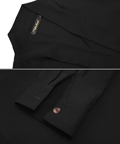 Yidarton Women's Cuffed Long Sleeve Casual V Neck Chiffon Blouses Tops with Tie - Image 7