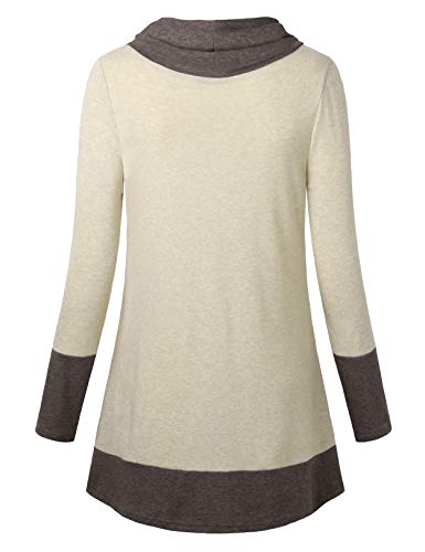 Youtalia Women's Hoodie Sweatshirt Long Sleeve Cowl Neck Pullover Color Block Thin Tunic Top - Image 3