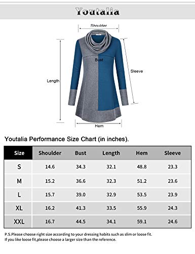 Youtalia Women's Hoodie Sweatshirt Long Sleeve Cowl Neck Pullover Color Block Thin Tunic Top - Image 7