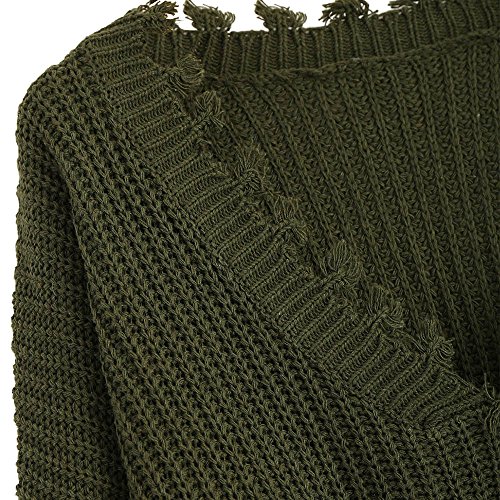 ZAFUL Women's Loose Long Sleeve V-Neck Ripped Pullover Knit Sweater Crop Top - Image 4