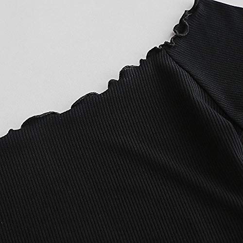 ZAFUL Women's Two Piece Outfit Off Shoulder Crop Top and Striped Shorts Set (Black, S) - Image 5