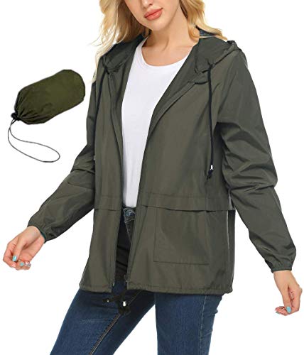 ZEGOLO Rain Jacket Women Waterproof Raincoat Lightweight with Hood Packable Outdoor Windbreaker