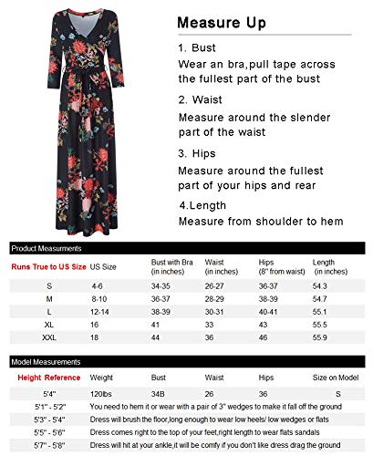 Zattcas Womens 3/4 Sleeve Floral Print Faux Wrap Long Maxi Dress with Belt - Image 8