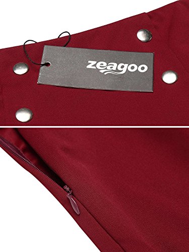 Zeagoo Women's Slim Fit High Waist Party Work Mermaid Bodycon Pencil Midi Skirt(S,Red) - Image 5