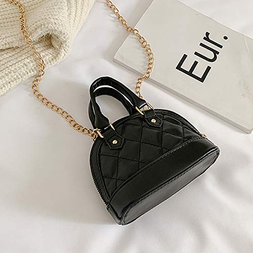 Zip Around Dome Patent Leather Satchel Mini Top Handle Toe Bag Shell Shape Purse Handbags (A-Black) - Image 5
