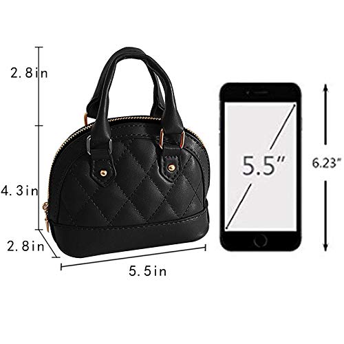 Zip Around Dome Patent Leather Satchel Mini Top Handle Toe Bag Shell Shape Purse Handbags (A-Black) - Image 8