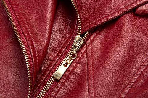 chouyatou Women's Candy Color Asymmetric Zip Slim Faux Leather Cropped Moto Jacket - Image 4