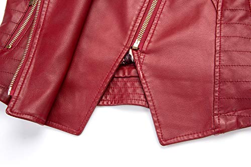 chouyatou Women's Candy Color Asymmetric Zip Slim Faux Leather Cropped Moto Jacket - Image 5