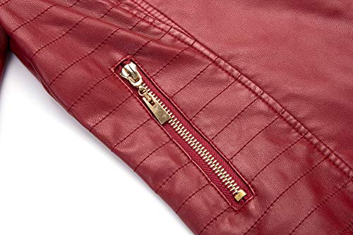 chouyatou Women's Candy Color Asymmetric Zip Slim Faux Leather Cropped Moto Jacket - Image 6