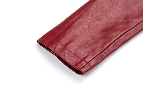 chouyatou Women's Candy Color Asymmetric Zip Slim Faux Leather Cropped Moto Jacket - Image 7