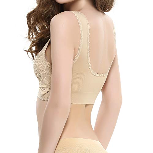 iTLOTL Ladies'plain Color Front Cross Side Lace Sports Bra Full Cup Bra Vest Tops - Image 5