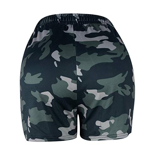 iYYVV Women Fashion Summer Shorts Elastic Waist Camo Print Shorts Summer Beach Casual Shorts Army Green - Image 4