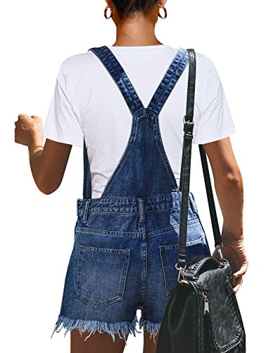 luvamia Women's Ripped Short Overalls Adjustable Denim Bib Overall Shorts Romper - Image 3