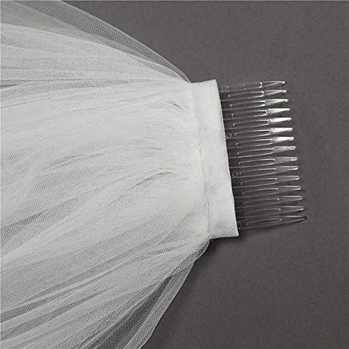 2 Tier Wedding Bridal Veil with Comb White Ivory Cut Edge Waltz Length - Image 7