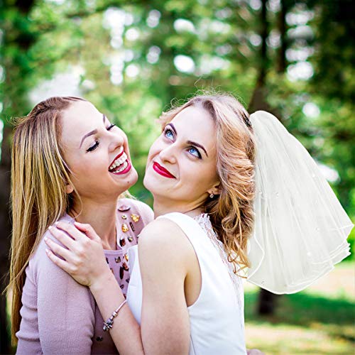 Bridal Wedding Veil Women's Short Vails with Rhinestone Tulle for Bachelorette Party 38cm/15” - Image 5
